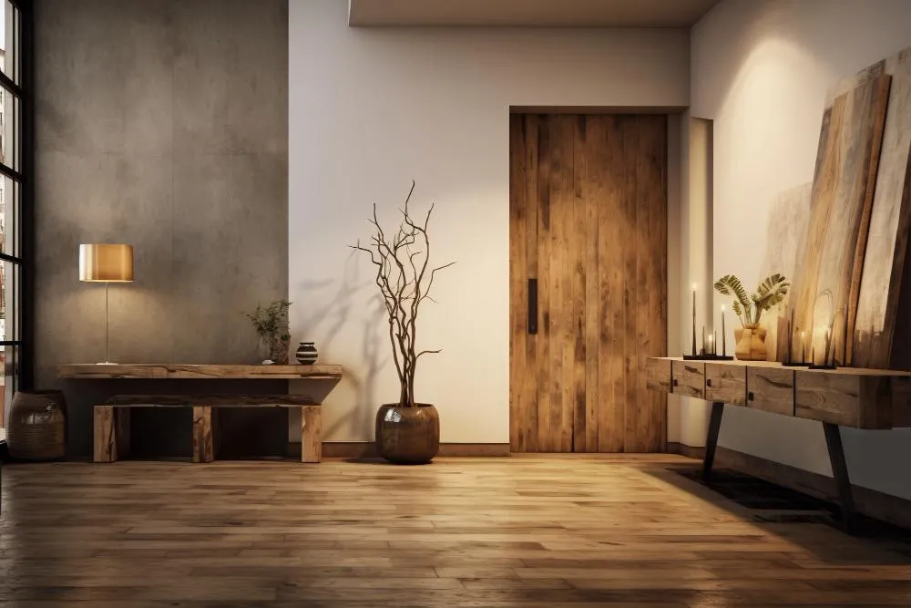 Integración de piso laminado en un diseño de interiores contemporáneo y elegante.